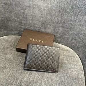 Gucci Micro Guccissima Brown Leather Bifold Wallet 496334 NEW